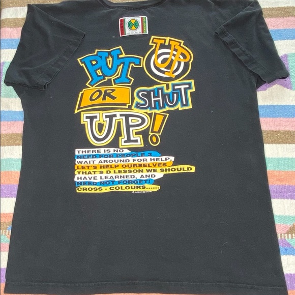 Vtg Cross Colours T Shirt 90s Put Up Or Shut Up - Picture 2 of 7